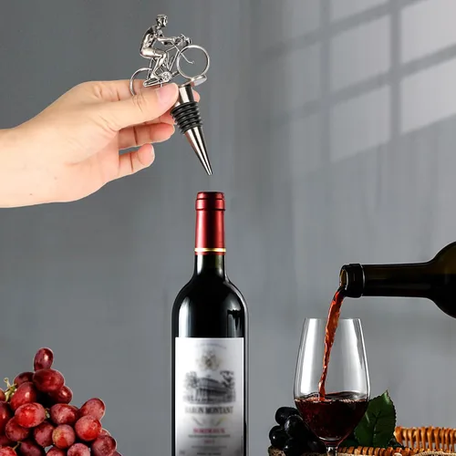 Vista 2 de LKKCHER Tapón de vino de ciclismo, regalos de vino para bicicleta, regalos del día del padre, regalos de Navidad, regalos de cumpleaños para hombres