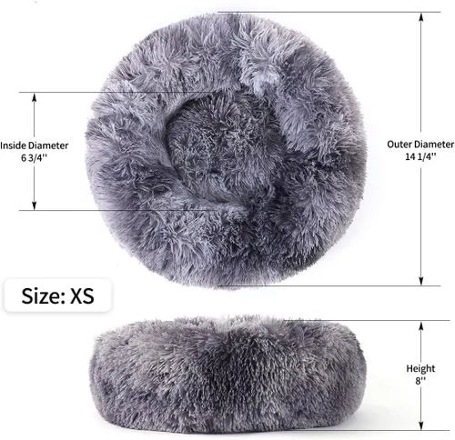 Vista 4 de NOYAL Cama Calmante en Forma de Rosquilla para Perros Pequeños a Medianos y Gatos - Cama de Mascotas de Felpa Sintética Anti-Ansiedad con Funda