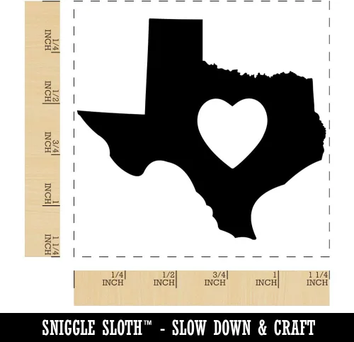 Vista 2 de Texas State - Sello de goma cuadrado con corazón para estampar manualidades, 1.25 pulgadas, pequeño