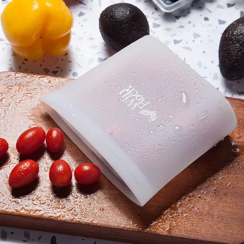 Vista 4 de Winrock Bolsa de almacenamiento de alimentos de silicona reutilizable, para microondas, horno, nevera, congelador y recipientes sellados