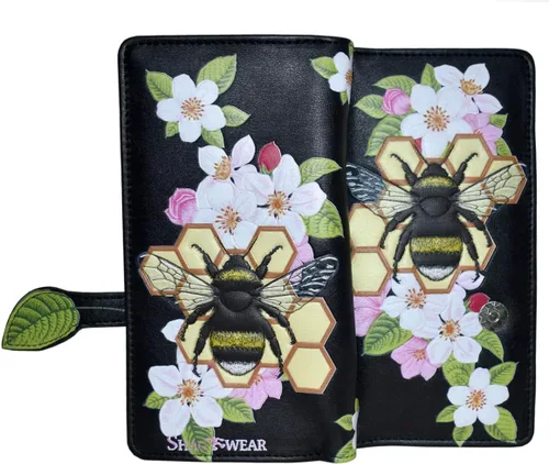 Vista 3 de Shag Wear Bumblebee Garden Large Wallet 7" Blue Bumblebee Garden Blue
