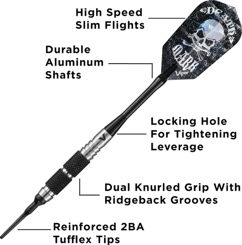Vista 3 de Viper Desperado - Dardos de punta suave de tungsteno 80% con estuche de almacenamiento/viaje: marca de muerte, 0.63 oz