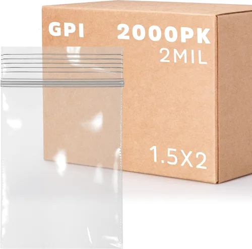 Vista 53 de GPI - Bolsas pequeñas con cremallera de 1 x 1 pulgada, bolsas de plástico transparente con cierre para joyas, 2 mil de grosor, con cierre superior