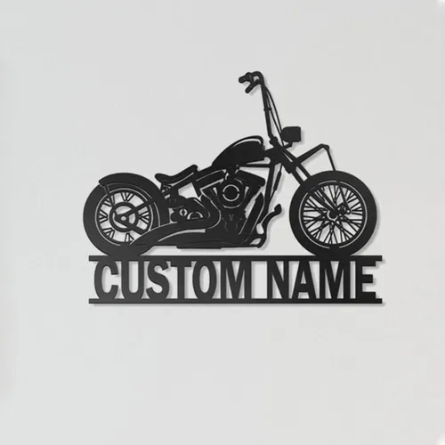 Vista 7 de Letrero con nombre personalizado, letrero de metal para motocicleta, decoración de pared con nombre de familia, decoración rústica para el hogar