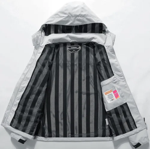 Vista 3 de MOERDENG Chaqueta impermeable para mujer, ligera, con capucha, para senderismo, viajes