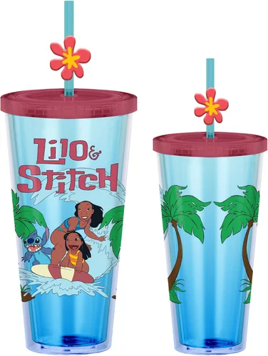 Vista 10 de Silver Buffalo Disney Una Loca Aventura de Goofy con Goofy, Max Goof, Roxanne y Bobby Zimuruski - Vaso de plástico para bebidas frías con tapa