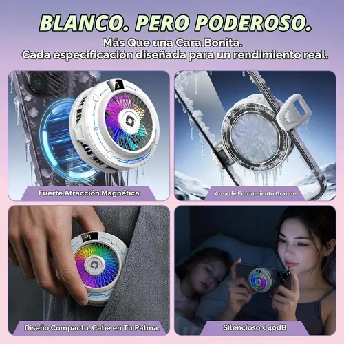 Vista 6 de Enfriador magnético del teléfono del USB, ventilador de enfriamiento del Blanco