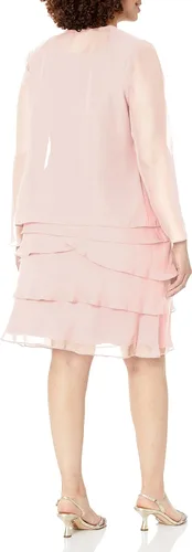 Vista 2 de S.L. Fashions Vestido de chaqueta escalonada adornado para mujer (Petite y Regular)