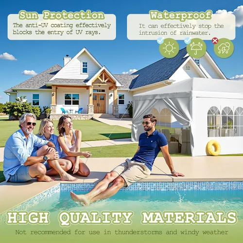 Vista 8 de Homall Tienda de campaña para fiesta de gazebo de 10 x 30 pies, toldo impermeable para exteriores con paredes laterales extraíbles, para bodas