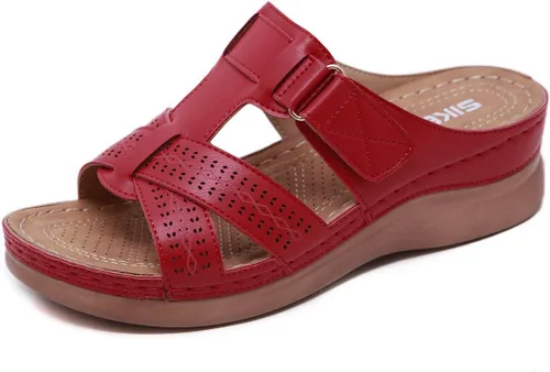 Vista 5 de Sandalias ortopédicas para mujer con soporte de arco correas ajustables, puntera abierta, plataforma, zapatos para caminar