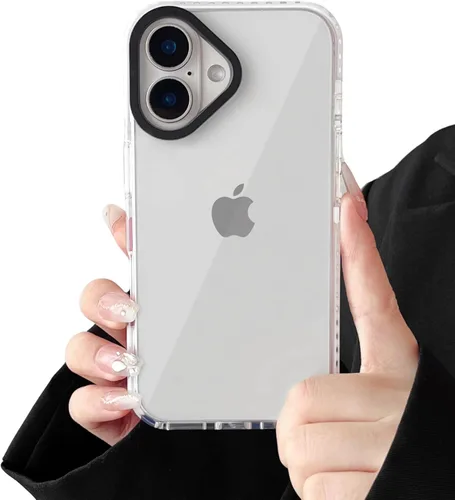 Vista 6 de FABSPARK Para iPhone 16,Neon Clear Bumper Case,Negro