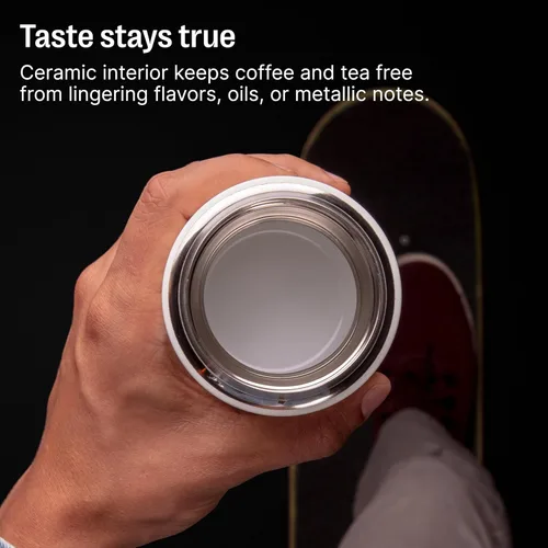 Vista 5 de Fellow Carter - Vaso de cerámica fría con forro de 16 onzas con tapa con popote, sin BPA No Metallic Taste, Cold 18 Hours, Stainless Steel
