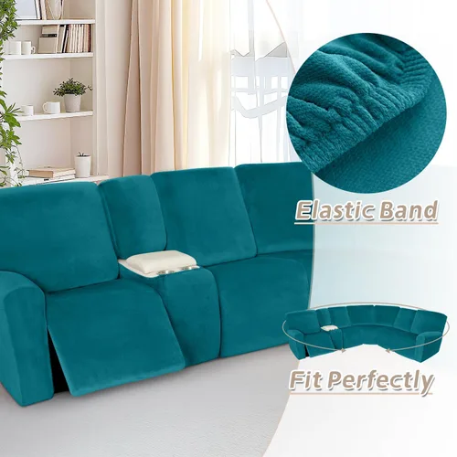 Vista 604 de Arfntevss Fundas de sofá seccional reclinable de terciopelo, Funda de sofá seccional de esquina para sofá reclinable, Funda elástica suave