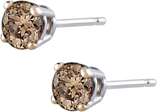 Vista 3 de Pendientes redondos de diamantes de talla brillante de oro blanco de 14 quilates (12 cttw)
