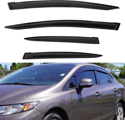 Vista 8 de Paquete de 4 viseras acrílicas adhesivas para ventanas delanteras y traseras, con protección contra humo, sol, lluvia, compatibles con 91-01