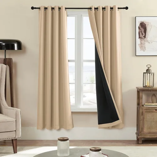 Vista 26 de Rutterllow - Cortinas 100% opacas, paneles de cortina con ojales, aislamiento térmico y bloqueo de luz para habitación y sala de estar