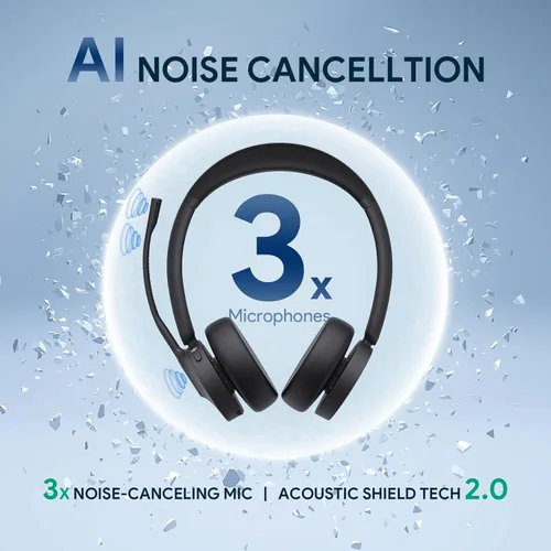 Vista 3 de Auriculares Yealink WH64 DECT & Bluetooth Mono para Equipos, Auriculares Inalámbricos de Largo Alcance de 185m, Micrófono con Cancelación de Ruido