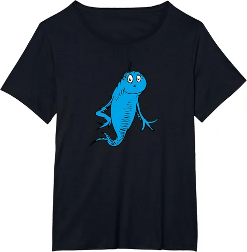 Vista 39 de Dr. Seuss Blue Fish Character - Camiseta con licencia oficial Negro