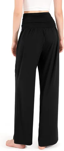 Vista 2 de ODODOS Pantalones Palazzo de pierna ancha para mujer con bolsillos ligeros sueltos cómodos casuales pantalones de pijama de 2830 pulgadas32 pulgadas