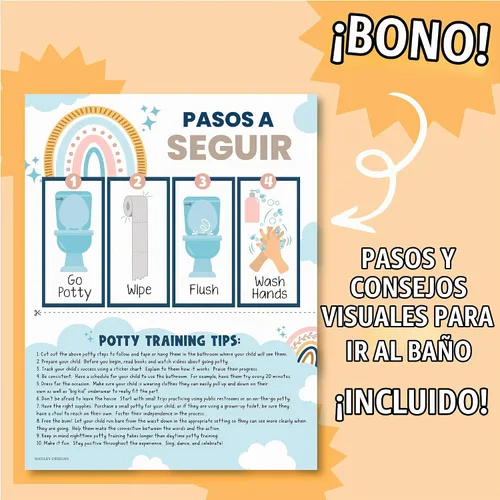 Vista 7 de Hadley Designs Tabla de Entrenamiento para Orinal para Niñas Pequeñas - Tabla de Orinal con 10 Calcomanías para Niñas Pequeñas, Tablas de Boho