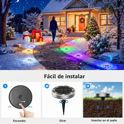 Vista 4 de Peasur Luces solares de suelo para exteriores, paquete de 24 luces planas de disco con energía solar, IP68 impermeable, antioxidante, iluminación