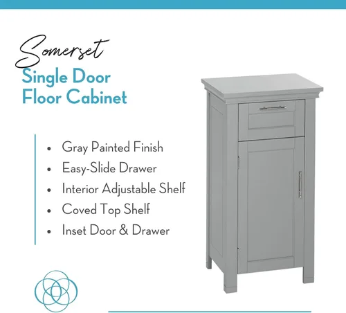 Vista 5 de RiverRidge - gabinete de baño, 1 puerta, Madera Manufacturada, Gris