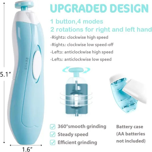 Vista 3 de Cortauñas Eléctrico para Bebés Lima de Uñas Cortauñas para Bebé, Kit de Lima Lijadora de Uñas Segura 20 en 1 para Recién Nacidos Bebés Niños