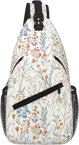 Vista 11 de Bolso bandolera para hombres y mujeres, mochila cruzada floral de tulipán pastel, mochila casual de senderismo para viajes, deportes, correr, bolsa