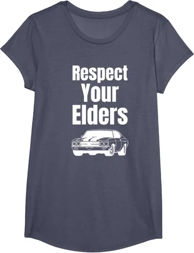 Vista 13 de Divertido regalo de auto para chicos – Respect Your Elders Classic Muscle Car Camiseta, Negro, S