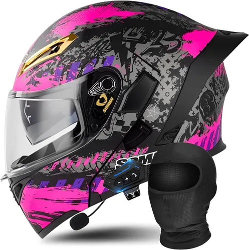 Vista 14 de Casco modular Bluetooth para motocicleta, aprobado por DOT/ECE, cascos delanteros abatibles, viseras antivaho duales, casco de cara completa, MP3