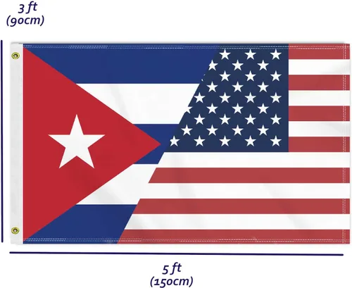 Vista 2 de Bandera de Cuba de Estados Unidos de 3 x 5 pies, gran pancarta cubana de América 150D para exteriores, impresión de doble cara, decoración americana