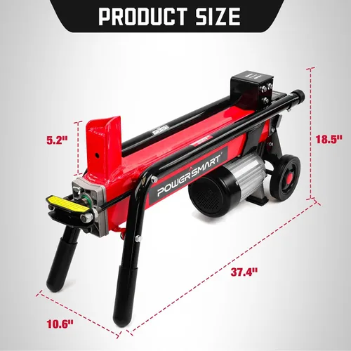 Vista 5 de PowerSmart Divisor eléctrico de troncos de 6.5 toneladas, divisor de madera con velocidad de motor 3450, 15 amperios, diseño de viga completa