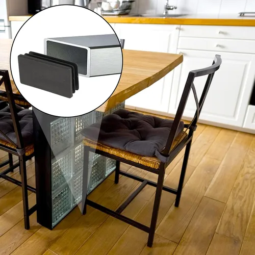 Vista 3 de Paquete de 20 tapas de plástico negras de 1 x 2 pulgadas para patas de silla de tubo rectangular