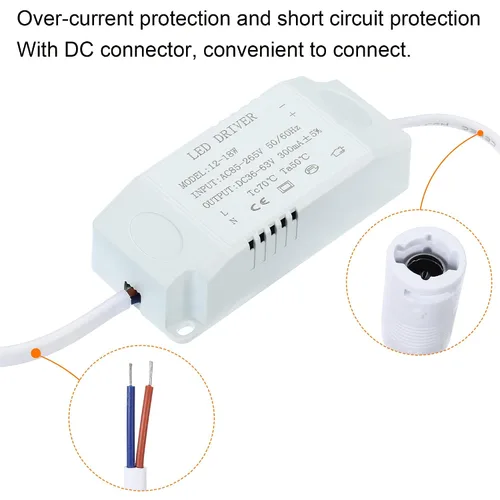 Vista 5 de PATIKIL Controlador LED de 12-18W 300mA, paquete de 3 salidas AC 85-265V 36-63V DC Conector hembra Conector rectificador de corriente constante