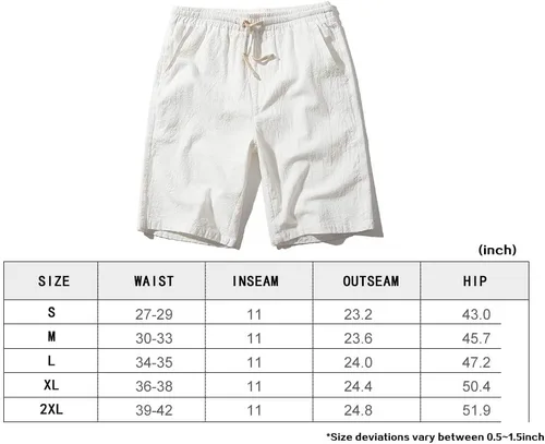 Vista 7 de SIR7 - Pantalones cortos de lino para hombre, corte clásico, cintura elástica con cordón de ajuste, 11.0in