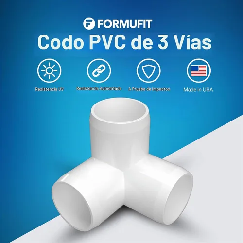 Vista 2 de FORMUFIT F0013WE-WH-4 empalme en codo de PVC, de 3 vías, de calidad para muebles, tamaño de 1 pulgada, blanco (paquete de 4)