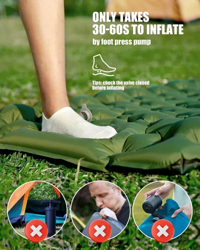 Vista 3 de Almohadilla de dormir de camping AKSOUL: Colchón de aire autoinflable ultraligero y compacto, almohadilla inflable ligera conectable con bomba