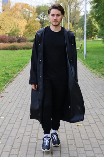 Vista 4 de COOFANDY Chaqueta impermeable para hombre con capucha impermeable ligera activa larga
