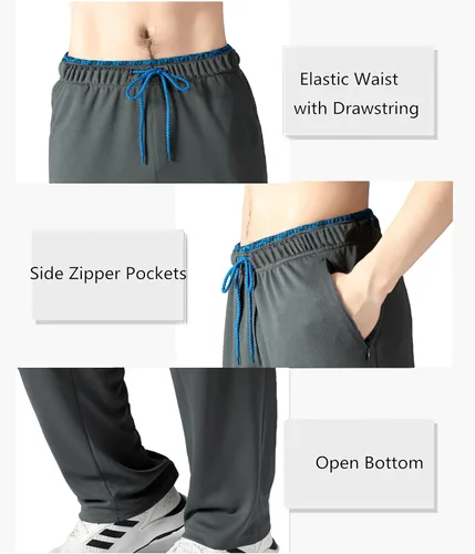 Vista 20 de Pantalones deportivos para hombre con bolsillos con cremallera, pantalones deportivos ligeros, pantalones de entrenamiento holgados atléticos