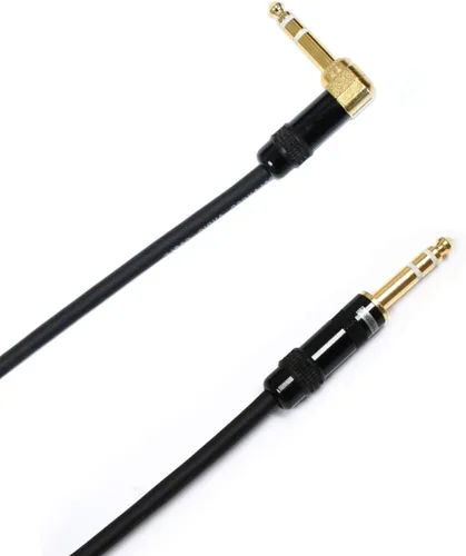 Vista 2 de Audio2000'S C26025P2 - Paquete de dos cables de audio rectos TRS chapados en oro de 1/4 de pulgada (25 pies, 1/4 de pulgada) en ángulo recto a TRS