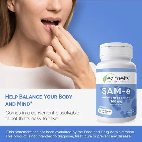 Vista 3 de EZ Melts Suplemento SAM-e soluble de 200 mg, sin azúcar, suministro de 1 mes - 1 paquete