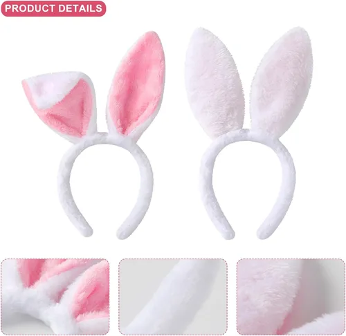 Vista 4 de Diadema de orejas de conejo blancas y pajarita, accesorios de disfraz de conejo, disfraz de Pascua, Halloween, cosplay