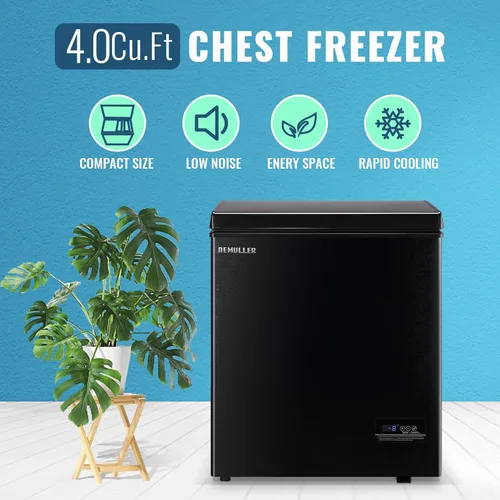 Vista 3 de Congelador profundo de 4.0 pies cúbicos con control electrónico, congeladores independientes con 2 cestas colgantes de acero inoxidable, mini