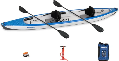 Vista 10 de Sea Eagle RazorLite Kayak inflable – Ligero, punto caído, kayak de turismo de alta velocidad – Solo o en tándem – Asiento trasero alto, remo (s)