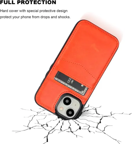 Vista 24 de KIHUWEY - Funda tipo cartera compatible con iPhone 15 con soporte para tarjetas de crédito, cierre magnético, soporte de cuero premium, cubierta