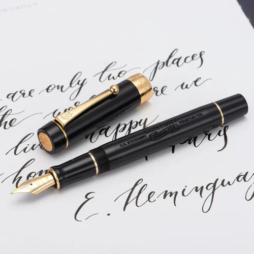 Vista 3 de Jinhao 100 - Pluma estilográfica de estilo clásico en celuloide, instrumento de escritura suave con punta #6, juego de pluma con convertidor