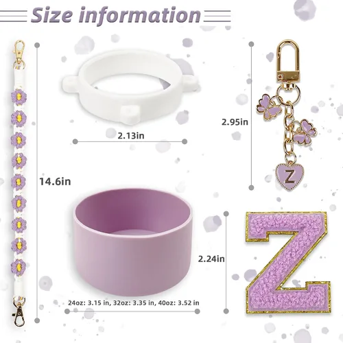 Vista 71 de SITKOL Juego de Monogramas Bonitos de Silicona Compatible con Botella de Agua Owala 24 oz, 32 oz, 40 oz - Accesorios Perfectos con la Letra Owala