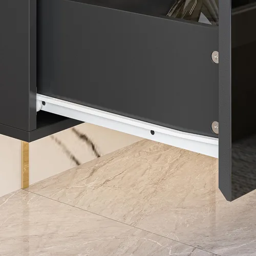 Vista 6 de Homsee Soporte de TV LED flotante para televisores de hasta 70 pulgadas, consola multimedia de madera montada en la pared con superficie brillante