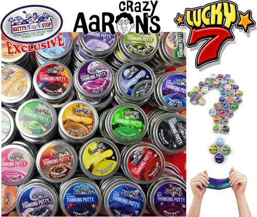 Vista 2 de Matty's Toy Stop Crazy Aaron's Putty Mini Tins Lucky 7 Surprise Gift Set Party Bundle – Paquete de 7 (0.47 oz cada uno), varios