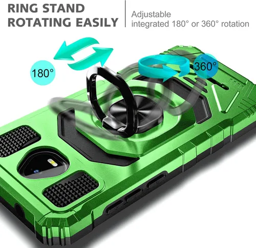 Vista 5 de Funda diseñada para Schok Volt SV55 con protector de pantalla [vidrio templado], funda protectora a prueba de golpes [grado militar] con soporte